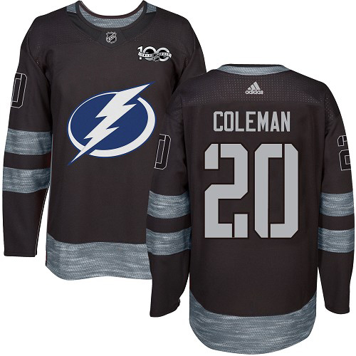 Adidas Tampa Bay Lightning Men 20 Blake Coleman Black 1917-2017 100th Anniversary Stitched NHL Jersey